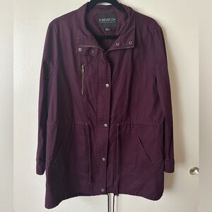 Forever 21 + Plus Size Womens Purple Full Zip Snap Front Drawstring Coat Size 0X
